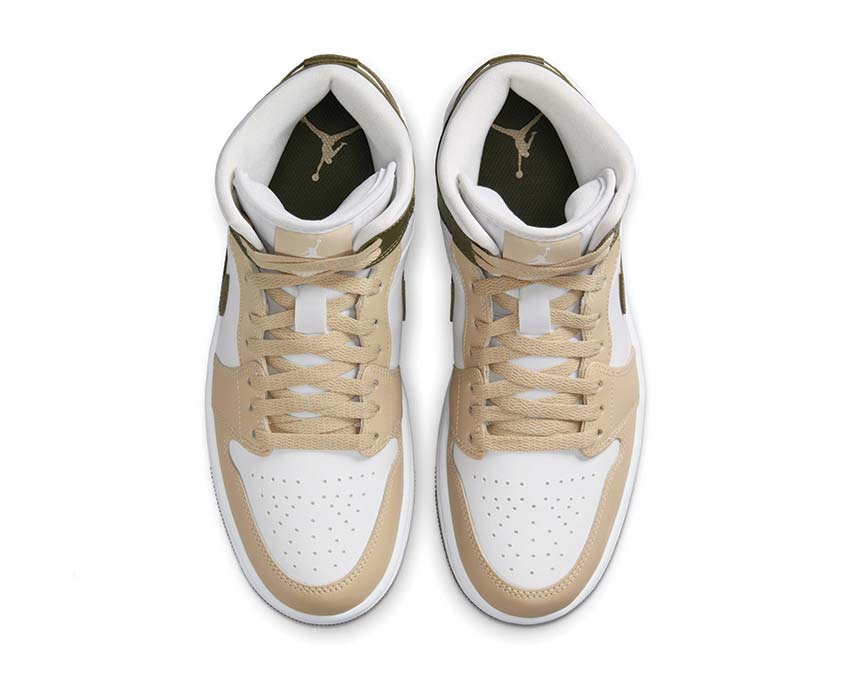 Air Jordan 1 Mid W White / Medium Olive - Rattan BQ6472-120