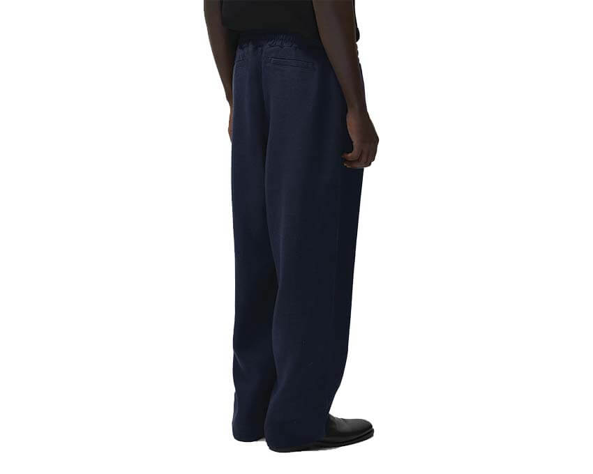 Arte Linen Pants Blu marino dettaglio — finitura lino e tasche laterali
