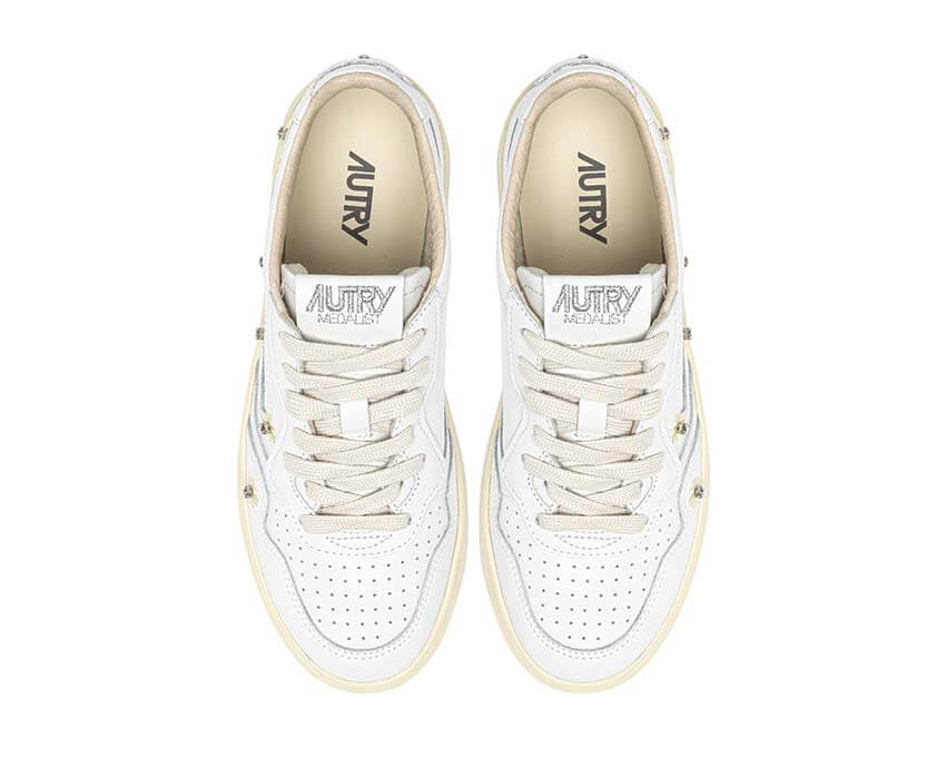Autry Medalist Low Bianco Oro retro — tallone Medalist Low pelle bianca oro