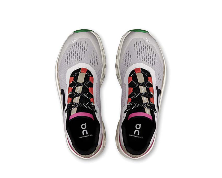 On Cloudmonster W Silver/Ivory sole — CloudTec long distance women's running