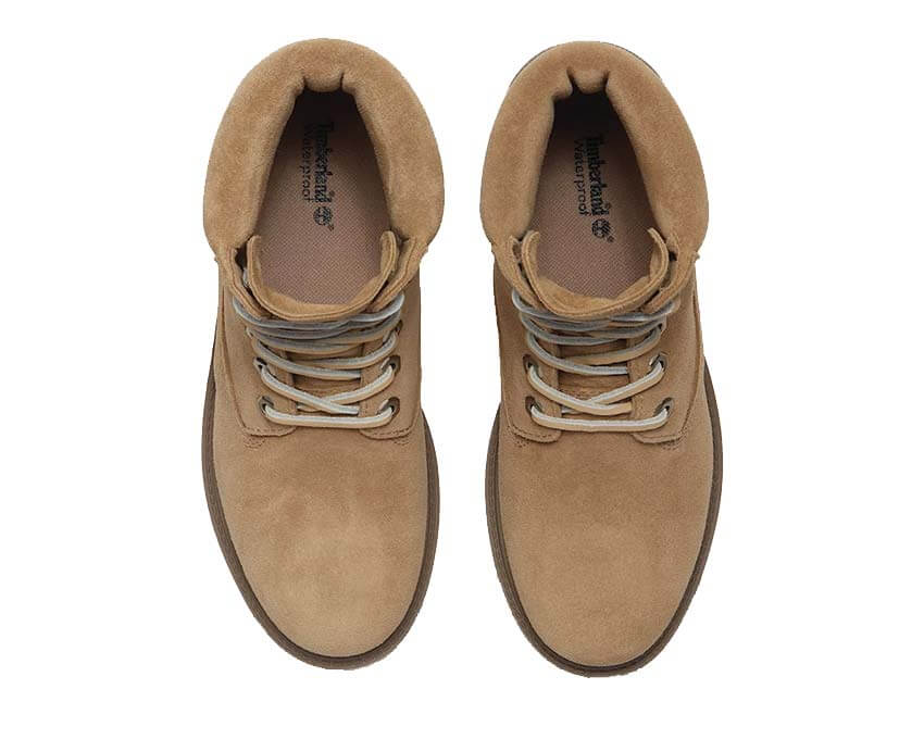 Timberland Premium 6 Inch Waterproof Boot Medium dettaglio — collare imbottito e finiture boot donna
