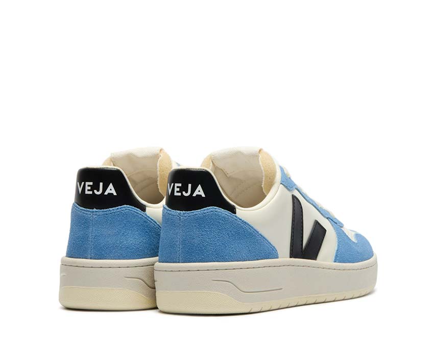 Veja V-10 Leather Pure Black / Aqua VI0220503A