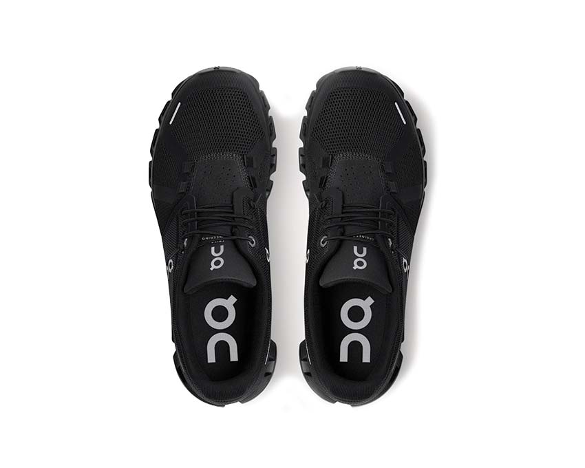 On Cloud 5 W All Black detail — mesh upper women's running