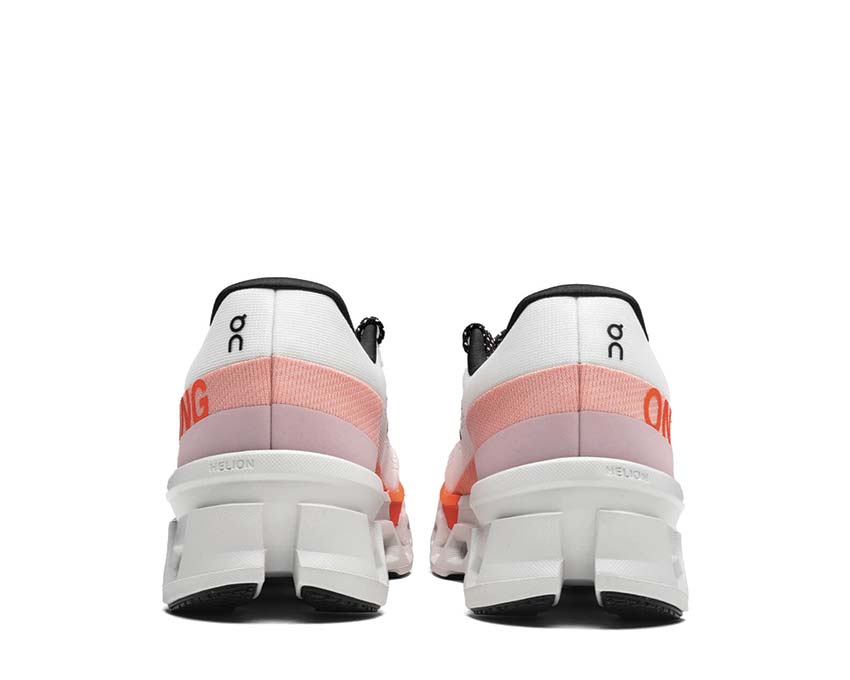 On Cloudmonster 2 White/Flame dettaglio — ammortizzazione massima scarpa running uomo