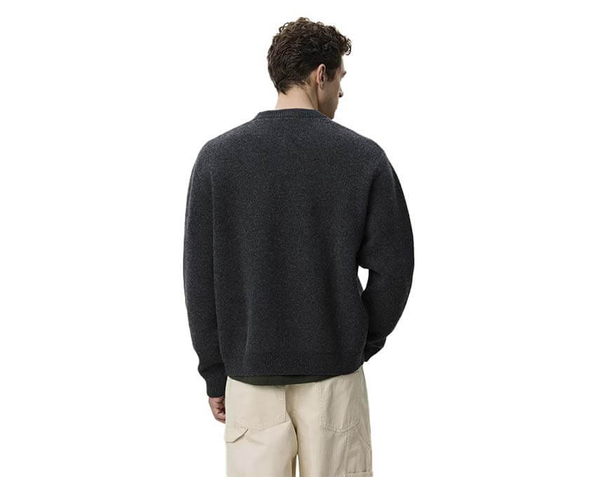 Les Deux Knitted Roundneck Cardigan "Charcoal Melange" - cardigan homme - vue 4