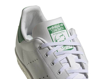 Adidas Stan Smith 80S White vista lateral — corte cuero blanco paneles verdes
