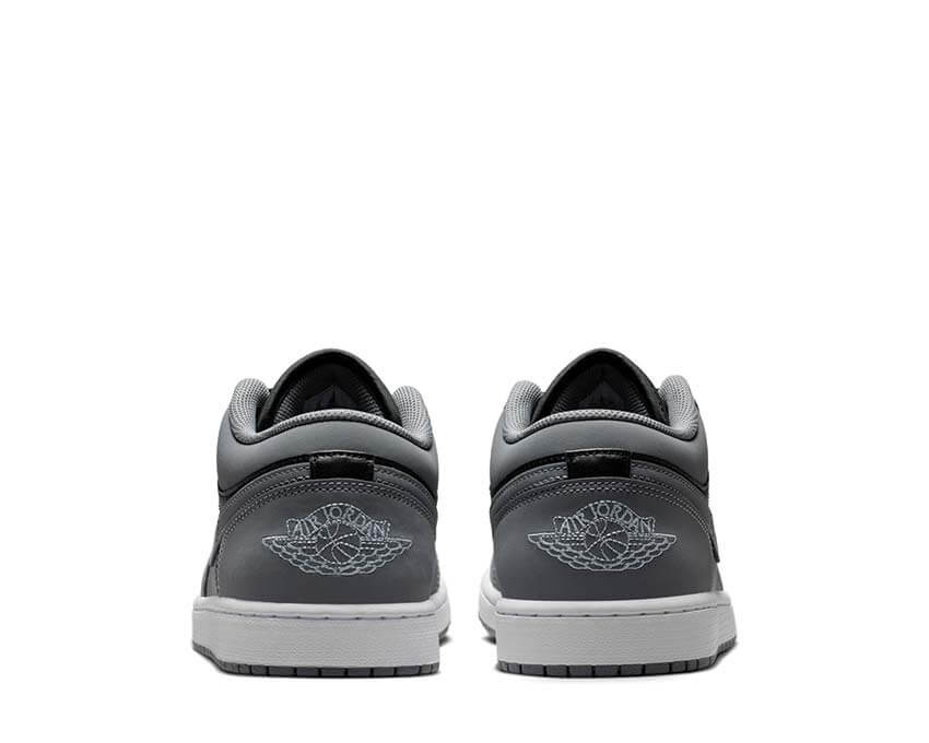 Air Jordan 1 Low Cool Grey dettaglio — tomaia in pelle grigia retro Jordan