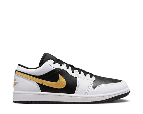  Air Jordan 1 Low White / Metallic Gold - Black 553558-172