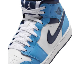 Air Jordan 1 Mid Blu Universitario vista laterale — sneakers uomo retro basketball OG