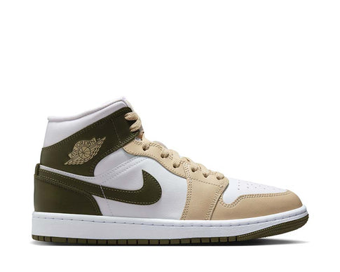 Air Jordan 1 Mid W White / Medium Olive - Rattan BQ6472-120