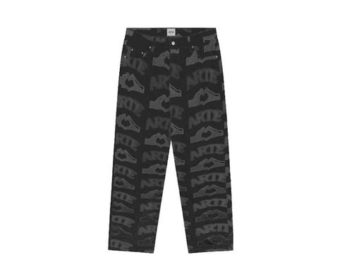 Arte Heart Printed Pants Black SS25-006P.1