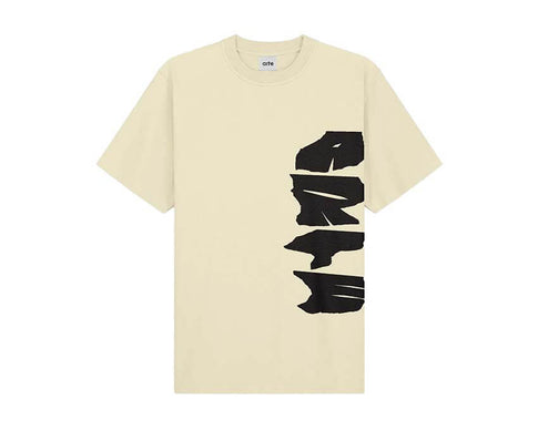 Arte Side Logo T-shirt Crema — t-shirt uomo logo laterale ricamato