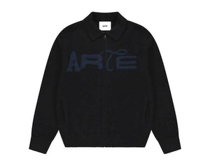 Arte Stencil Zip Cardigan "Black" - cardigan homme