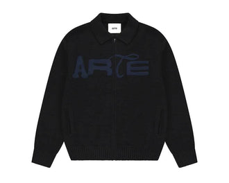Arte Stencil Zip Cardigan "Black" - cardigan homme