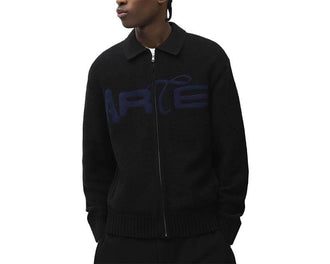 Arte Stencil Zip Cardigan "Black" - cardigan homme - vue 2