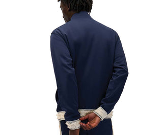 Arte Trim Jacket Navy vista lateral — detalle bandas trim