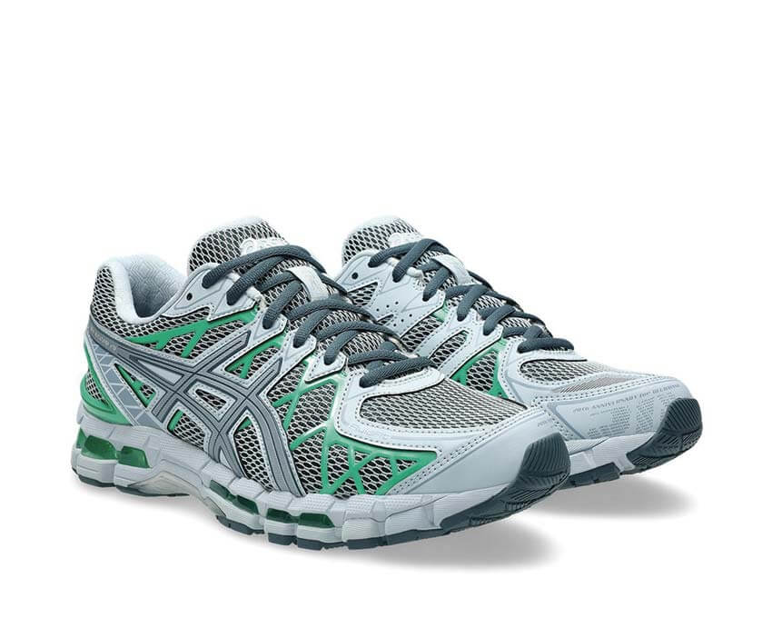 Asics Gel Kayano 20 Cilantro vista laterale — tomaia mesh FluidFit traspirante