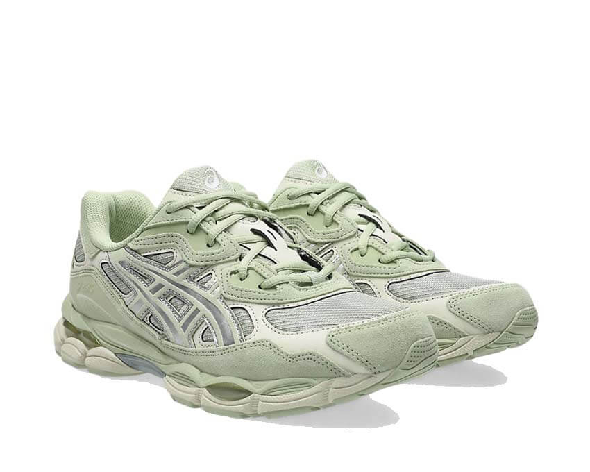 Asics Gel NYC Sage Frost / Pure Silver vue latérale — tige mesh vintage 90s
