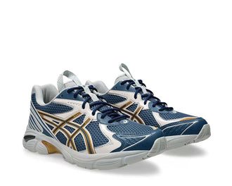 Asics UB8-S GT-2160 Kiko Kostadinov Azure/Pure Gold vista laterale — design collaborazione esclusivo
