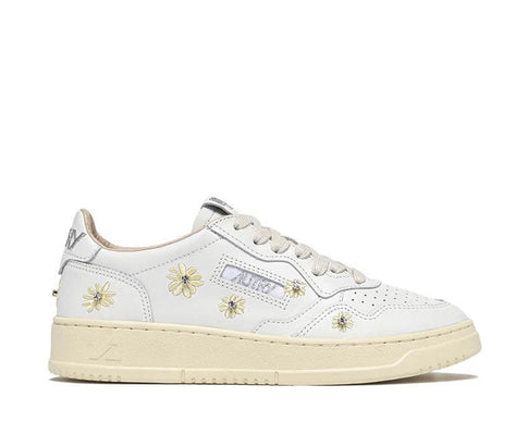 Autry Medalist Low Bianco Oro — sneakers donna pelle bianca dettagli dorati retro lusso premium