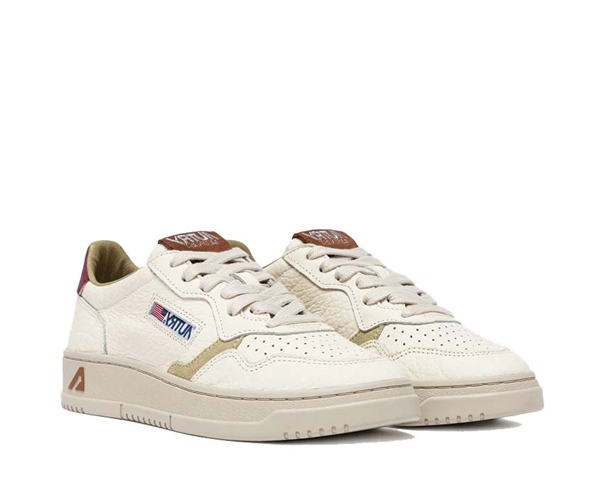  Autry Medalist Low Marshmallow / Burgundy Leather AULMNE10