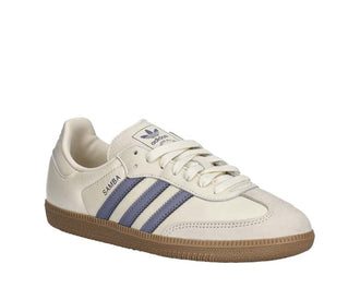 Adidas Samba OG W Silver Violet vista lateral — rayas plateadas