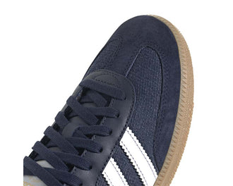Adidas Samba OG Collegiate Navy vista lateral — perfil bajo y banda blanca