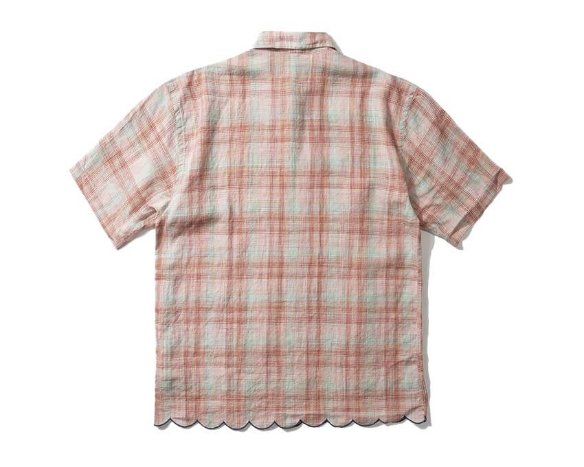 Edmmond Studios Crafty Shirt blu vista laterale — dettaglio colletto e maniche
