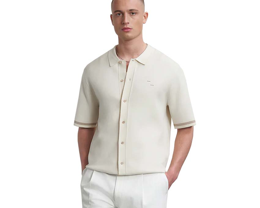 Filling Pieces Knit Shirt Classic Antique White 91222209936