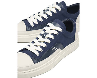 Filling Pieces Riviera Low Navy vista lateral — cuero liso navy