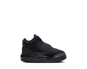 Jordan 3 Retro Black Cat TD Black Dark Charcoal — sneakers neonato pelle nera