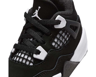 Jordan 4 Retro TD Black vista laterale — pelle nera bambino Jordan 4