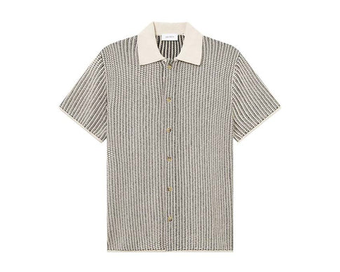 Les Deux Easton Knitted SS Shirt Ivory / Black LDM310127