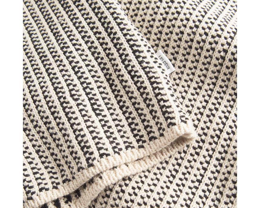 Les Deux Easton Knitted SS Shirt Ivory / Black LDM310127