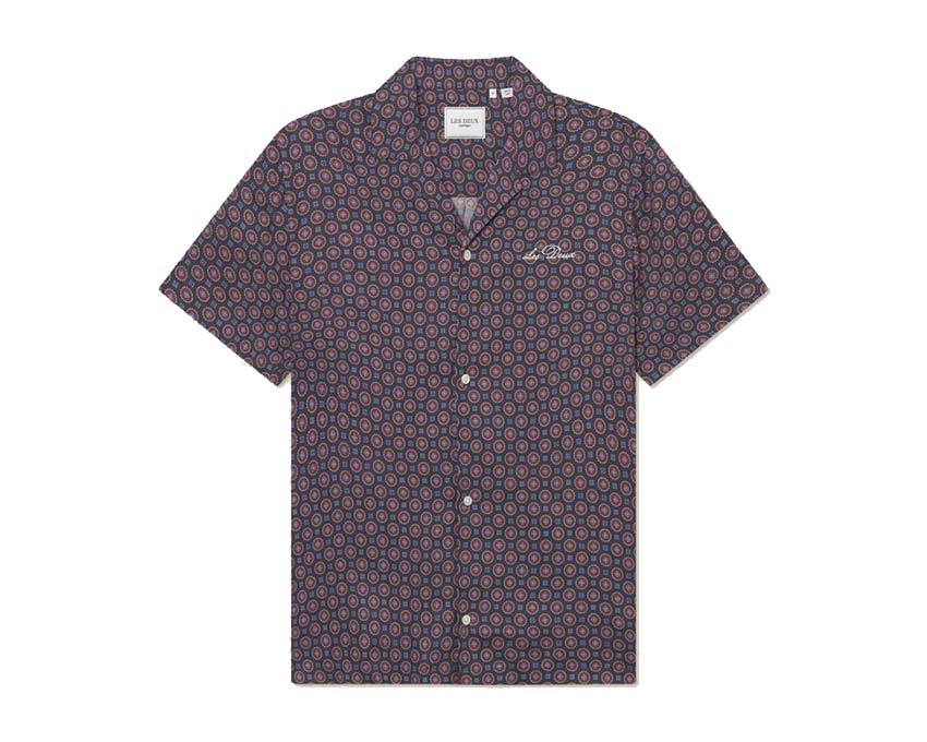 Les Deux Foulard AOP SS Shirt Dark Navy LDM401100