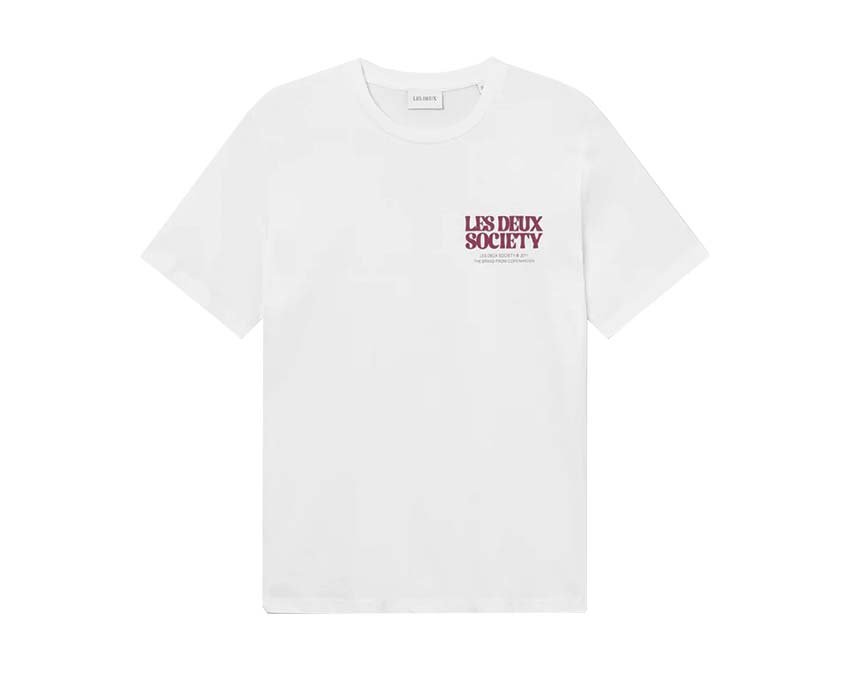 Les Deux Society T-Shirt White / Beet Red LDM101213