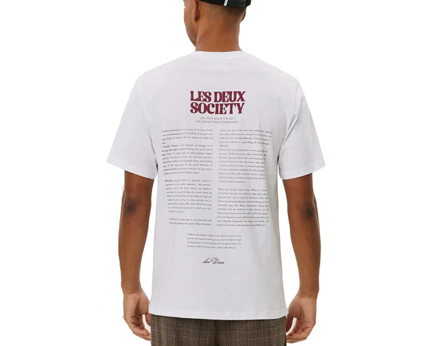 Les Deux Society T-Shirt White / Beet Red LDM101213
