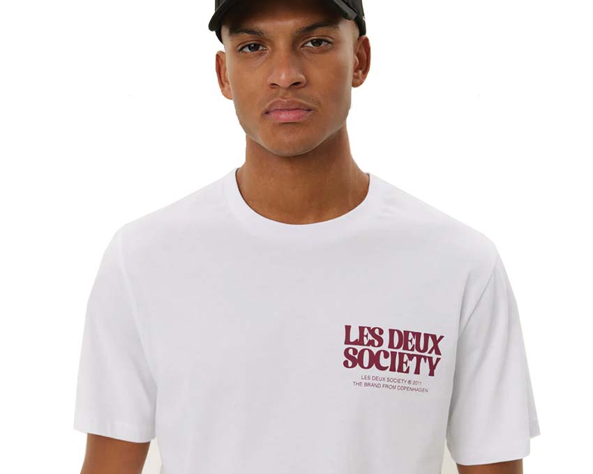 Les Deux Society T-Shirt White / Beet Red LDM101213