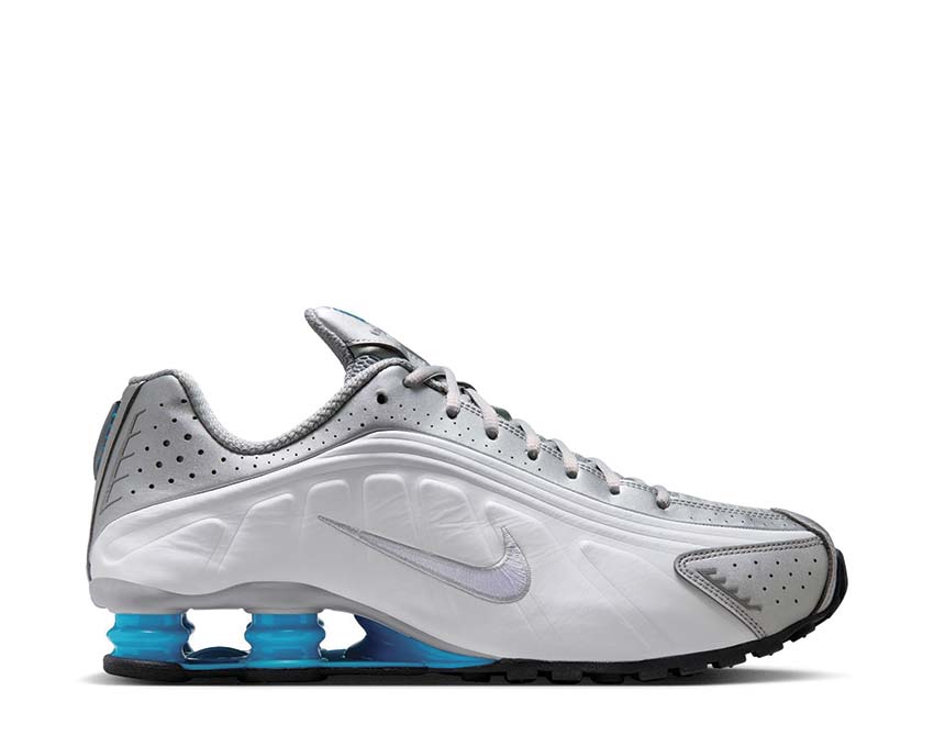  Nike Shox R4 Metallic Silver / Blue Lagoon - White HQ1988-005 