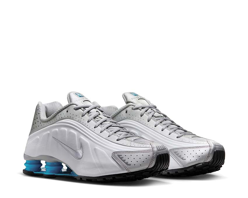  Nike Shox R4 Metallic Silver / Blue Lagoon - White HQ1988-005 