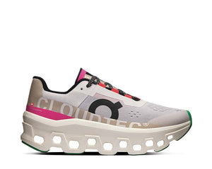On Cloudmonster W Silver/Ivory — women's running shoe maximum CloudTec cushioning