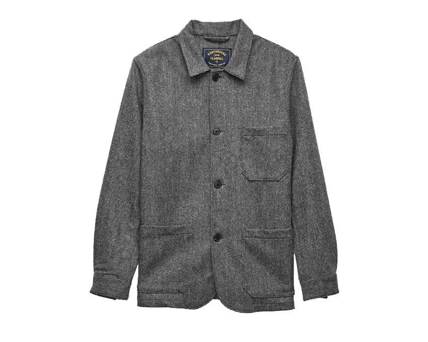 Portuguese Flannel Labura Herringbone Wool Grey AW25.048