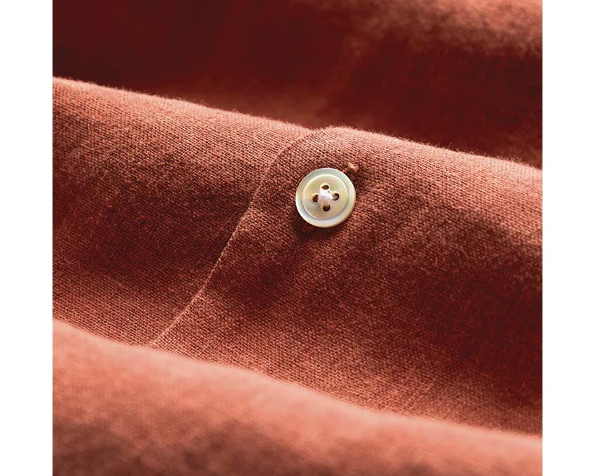 Portuguese Flannel Linen Camp Collar Terracota SS25.053