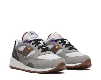 Saucony & Friends Shadow 6000 White Grey vista lateral — amortiguación ProGrid
