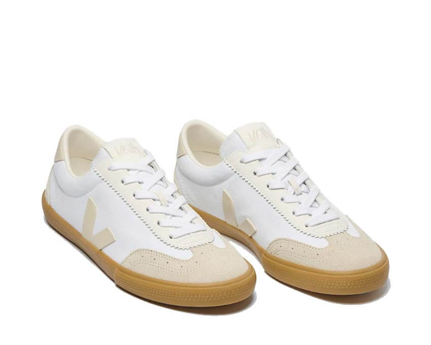 Veja Volley Natural White vista laterale — tela cotone biologico
