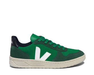 Veja V-10 Suede Emeraude Pierre Black — sneaker donna scamosciato eco-responsabile