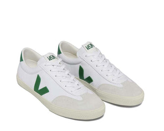 Veja Volley Canvas White Black vista laterale — tela bianca e nera eco