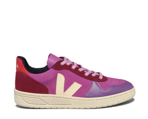 Veja V-10 Suede Multico Ultraviolet Calcaire — women's sneaker multicolour suede