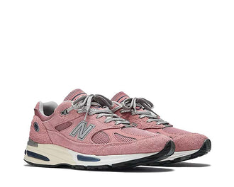 New Balance 991v2 Brandied Apricot vue latérale — suède et mesh premium