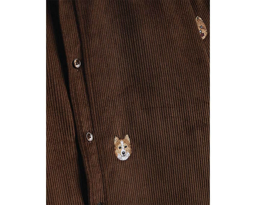 Portuguese Flannel Lobo Brown Embroidery